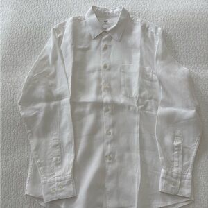 Uniqlo Men’s White Linen Shirt, Size Medium